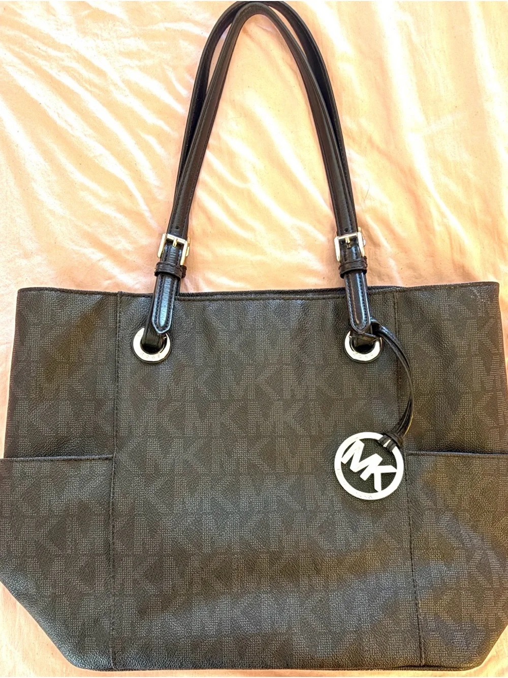 Michael Kors MK Logo Tote with Silver Charm